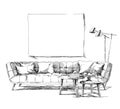 Modern interior hand drawing vector Royalty Free Stock Photo