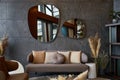 Modern interior with irregularly shaped mirrors Royalty Free Stock Photo