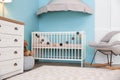 Modern interior of light cozy baby room Royalty Free Stock Photo