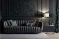 Modern interior living room design and black wall pattern texture background Royalty Free Stock Photo