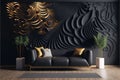 Modern interior living room design and black wall pattern texture background Royalty Free Stock Photo