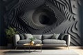 Modern interior living room design and black wall pattern texture background Royalty Free Stock Photo