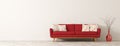 Modern interior of living room with red sofa 3d render Royalty Free Stock Photo