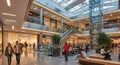 Modern Interior of a Multi-Level Shopping Mall Royalty Free Stock Photo