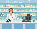 Modern interior pharmacy or drugstore