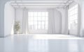 Modern Interior of Photo Studio with white background. AI Generative Royalty Free Stock Photo