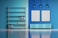 Modern interior in blue colors for a boy. Royalty Free Stock Photo