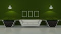 Modern interior room 3D with nice furniture inside Royalty Free Stock Photo