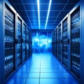 Modern interior of server room in datacenter. Royalty Free Stock Photo