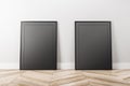 Modern interior with two empty black posters Royalty Free Stock Photo