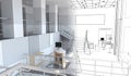 Office, interior visualization, 3D illustration Royalty Free Stock Photo