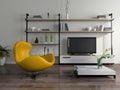 Modern interior with yellow armchair Royalty Free Stock Photo