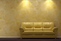 Modern interior with yellow sofa