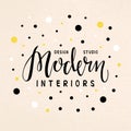 Modern interiors design studio lettering