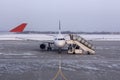 Airplane at the terminal gate ready for takeoff Royalty Free Stock Photo