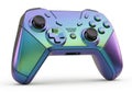 Modern iridescent gaming controller with ergonomic design and dual joysticks isolated on white background Royalty Free Stock Photo