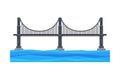 Modern Iron Bridge, City Architectural Design Element, Bridge Construction Flat Vector Illustration