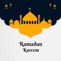 Modern Islamic background. Ramadan kareem abstract vector illustration with mosque silhouette and lantern Royalty Free Stock Photo