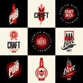 Modern isolated craft beer drink vector logo sign for bar, pub, brewery or brewhouse.