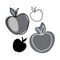 Modern isolated vector black and white set with abstract fruits apple silhouettes Royalty Free Stock Photo