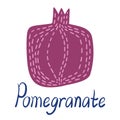 Modern isolated vector design of abstract silhouette of flat fruit pomegranate Royalty Free Stock Photo