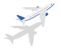 Modern Isometric Blue Commercial Airplane Air Transportation Illustration