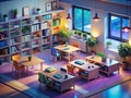 Modern Isometric Classroom Design A Vibrant Learning Environment Optimized for LowLight Conditions and Enhanced
