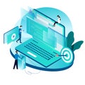 Modern isometric concept for coding, programming, website and application development vector illustration design for mobile and we Royalty Free Stock Photo