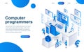 Modern isometric design concept of Computer Programmers for website and mobile website development. Royalty Free Stock Photo