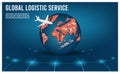 Modern isometric design concept of Smart Logistics with global logistics partnership, freight, cargo, warehouse for background, we Royalty Free Stock Photo