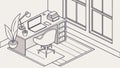 Modern Isometric Home Office Workspace, vector design Generative AI Royalty Free Stock Photo