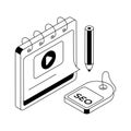 A modern isometric icon of seo plan process Royalty Free Stock Photo