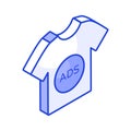 Modern isometric icon of sponsored ad, marketing shirt vector design