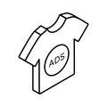 Modern isometric icon of sponsored ad, marketing shirt vector design