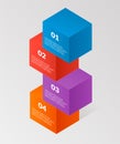 Modern isometric infographics blocks elemsnts element template. Vector illustration. can be used for workflow layout