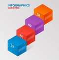 Modern isometric infographics steps elemsnts element template. Vector illustration. can be used for workflow layout