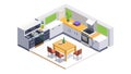 Modern Isometric Kitchen with Dining Area and Cabinets, vector design Generative AI Royalty Free Stock Photo