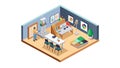 Modern Isometric Office Interior with Workspaces, vector design Generative AI Royalty Free Stock Photo