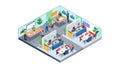 Modern Isometric Open-Plan Office with Meeting Area, vector design Generative AI Royalty Free Stock Photo