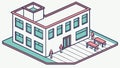Modern isometric school building, symbolizing education and learning. vector design Generative AI Royalty Free Stock Photo