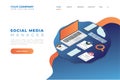 Modern Isometric Social Media Manager Web Landing Page Header