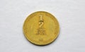 Modern Israeli coin closeup on the white Royalty Free Stock Photo