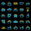 Modern jacuzzi icons set vector neon