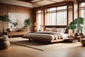 Modern Japan style bedroom interior design and decoration Royalty Free Stock Photo