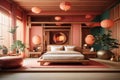 Modern Japan style bedroom interior design and decoration