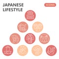 Modern japanese lifestyle Infographic design template. Asian culture inphographic visualization with ten steps circle