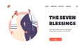 Modern Jewish Couple Wedding Ceremony Landing Page Template. Groom in Suit and Bride in White Dress Newlywed Royalty Free Stock Photo