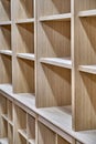 Modern joinery. Wooden bookcases in process of production in workshop. Furniture manufacture Royalty Free Stock Photo