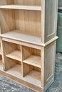 Modern joinery. Wooden bookcases in process of production in workshop. Furniture manufacture Royalty Free Stock Photo