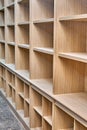 Modern joinery. Wooden bookcases in process of production in workshop. Furniture manufacture